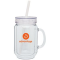 18 Oz. Mason Mug W/Clear Lid & Straw